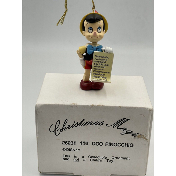 Disney Christmas Magic Ornaments W/Box Pinocchio Jiminy Oliver Figaro Set/4 - Picture 4 of 12